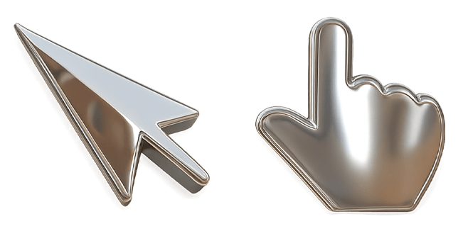 silver metallic 3D custom cursor