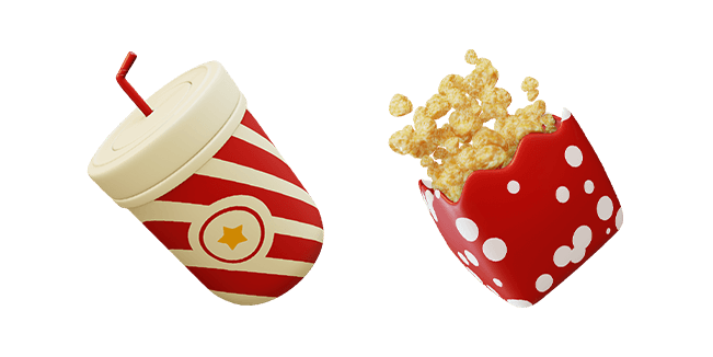 soda drink & popcorn 3D custom cursor