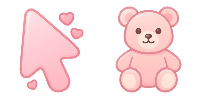 soft girl pink teddy arrow custom cursor