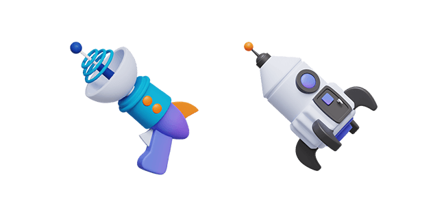 space gun and rocket 3D custom cursor