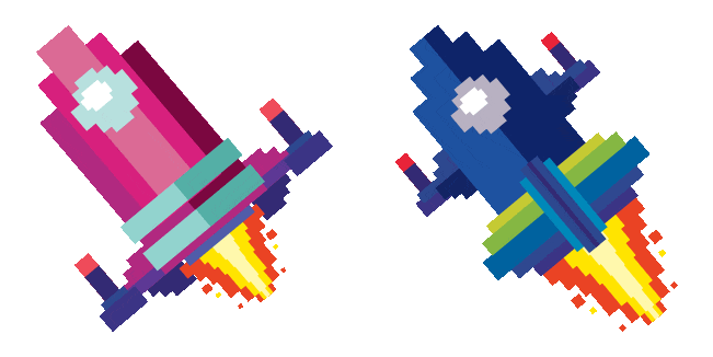 spaceship pixel animated custom cursor