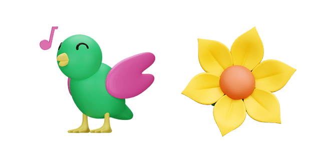 spring singing bird & bright flower 3D custom cursor