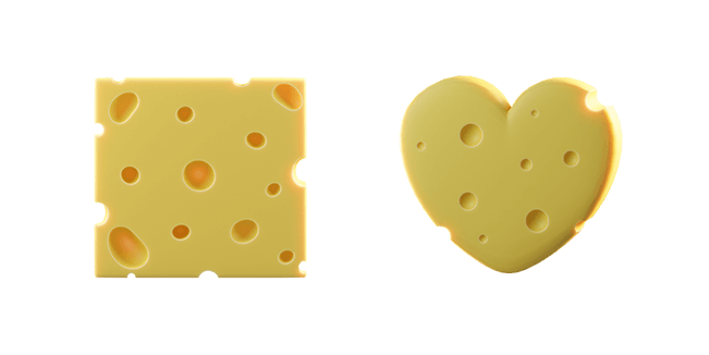 square cheese & heart cheese 3D custom cursor