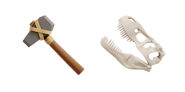 stone age axe & dinosaur skull 3D custom cursor
