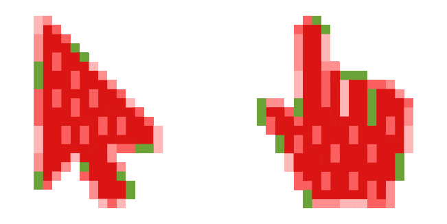 strawberry color pixel animated custom cursor