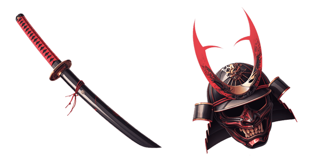 stunning black katana & samurai kabuto helmet custom cursor