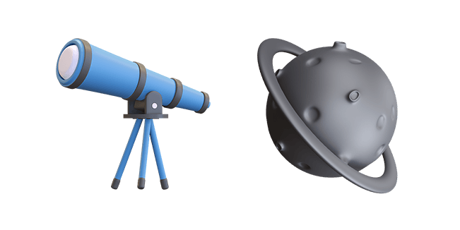 telescope & silver planet 3D custom cursor