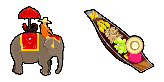 thailand elephant market boat animated custom cursor