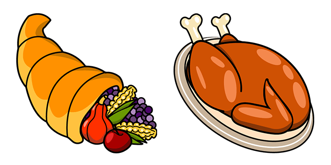 thanksgiving day horn with veggie turkey custom cursor