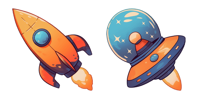 toy rocket & alien spaceship custom cursor