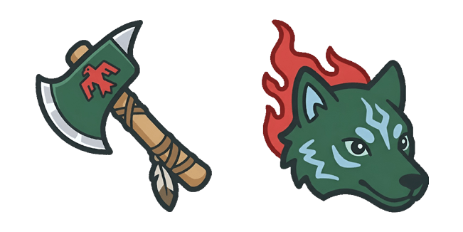tribal warrior axe and spirit wolf head custom cursor