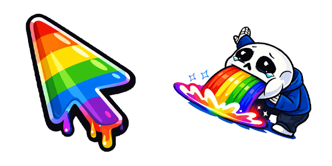 undertale sans rainbow vomit and arrow custom cursor