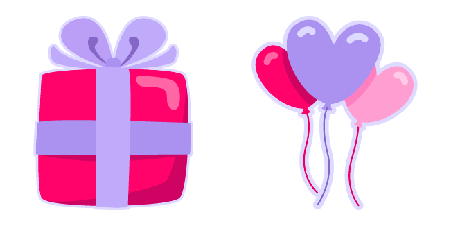 valentines day gift box balloons custom cursor