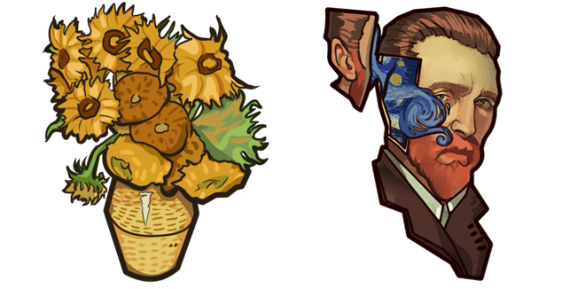 Van Gogh Sunflowers & Self-Portrait Cursor - Aesthetic Custom Cursor
