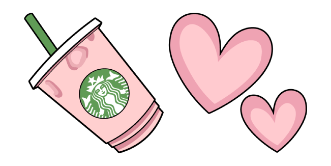 vsco starbucks pink drink love hearts custom cursor