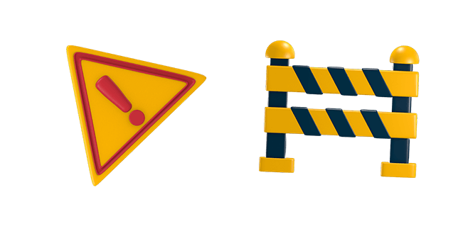 warning sign & safety barrier 3D custom cursor