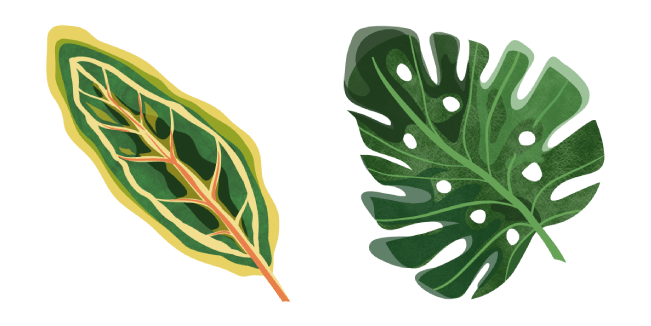 watercolor exotic leaves fikus monstera custom cursor