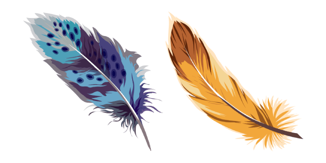 watercolor blue yellow feather custom cursor