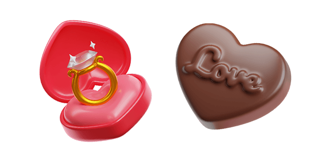 wedding ring & chocolate love 3D custom cursor
