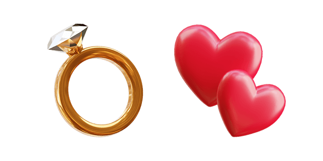 wedding ring & red hearts 3D custom cursor