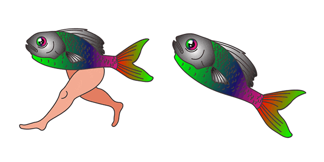 weirdcore aesthetic fish with legs animated custom cursor