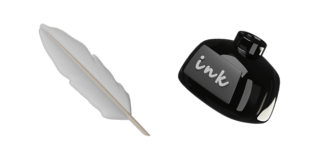 white feather & ink 3D custom cursor