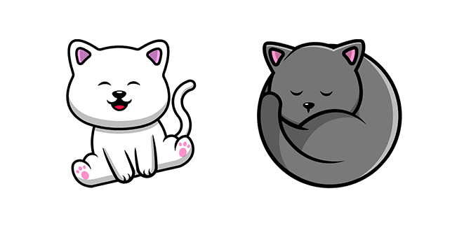 white & grey cat custom cursor
