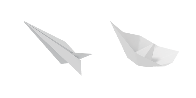 white paper plane & paper boat 3D custom cursor