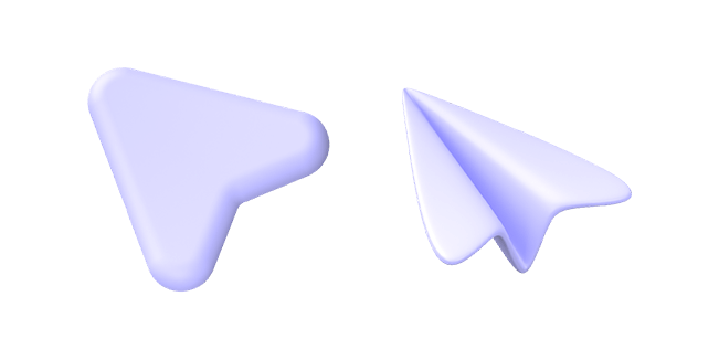 white pointer & paper plane 3D custom cursor
