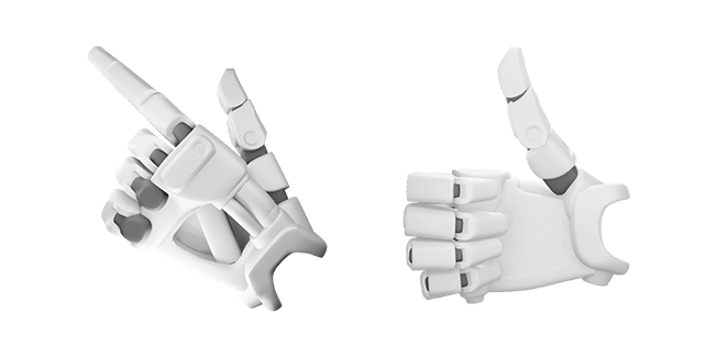 white robot hand 3D custom cursor