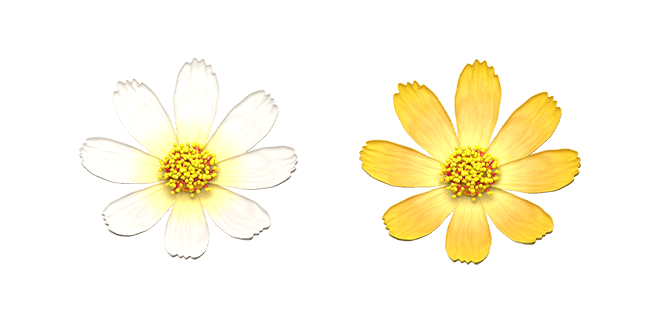 white & yellow cosmos flower 3D custom cursor