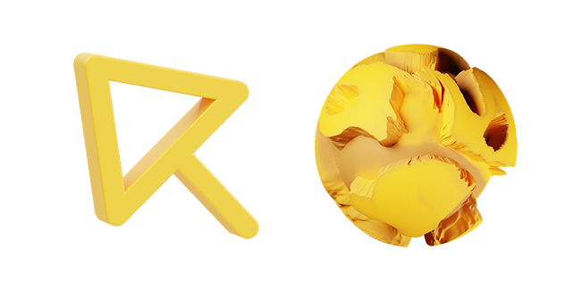 yellow arrow & orb 3D custom cursor