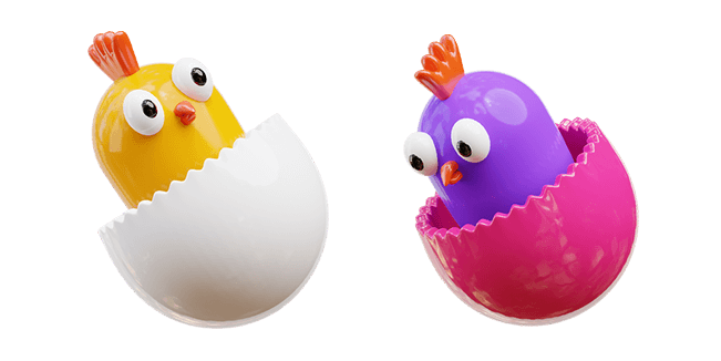yellow baby chick & purple baby chick 3D custom cursor
