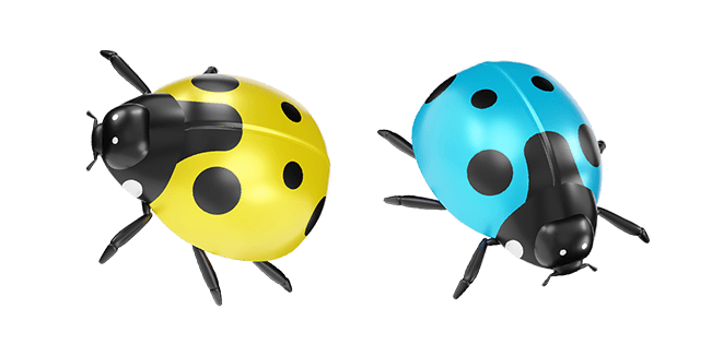 yellow ladybug & blue ladybug 3D custom cursor