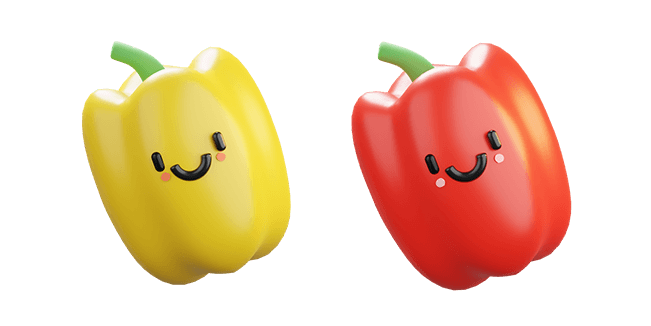 yellow & red bell pepper 3D custom cursor