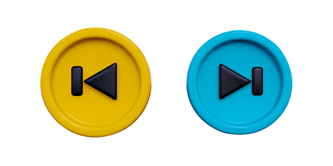 yellow skip button & blue skip button 3D custom cursor