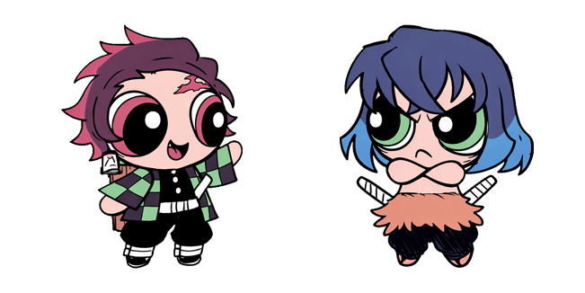 demon slayer x the powerpuff girls tanjiro & inosuke custom cursor