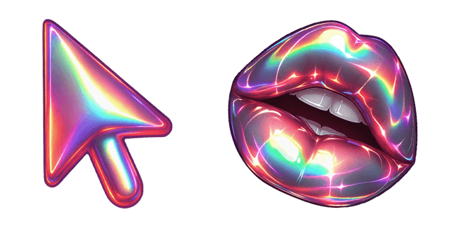 holographic arrow & lips custom cursor