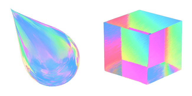 holographic rainbow drop and cube custom cursor