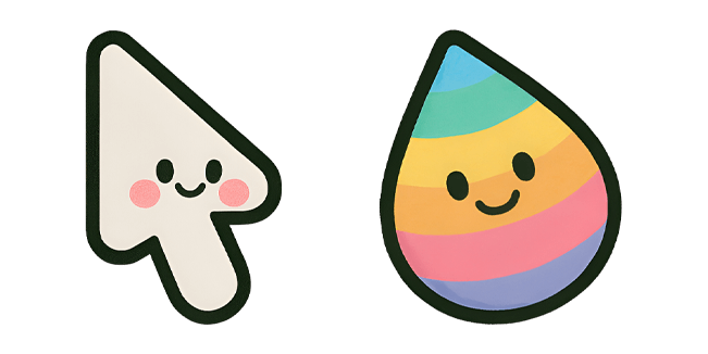 kawaii arrow & rainbow drop custom cursor