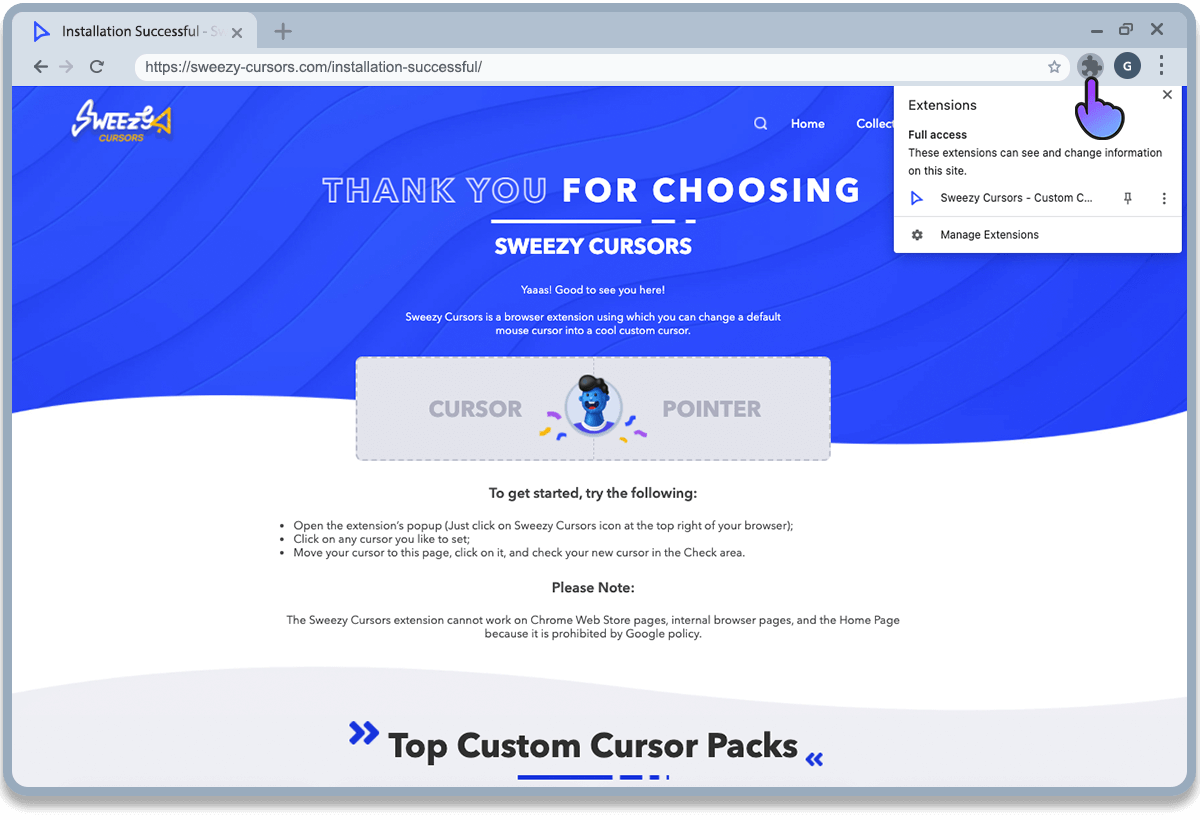how to use custom cursor 1 3
