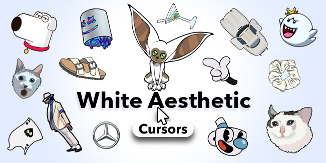 white aesthetic cursor collection